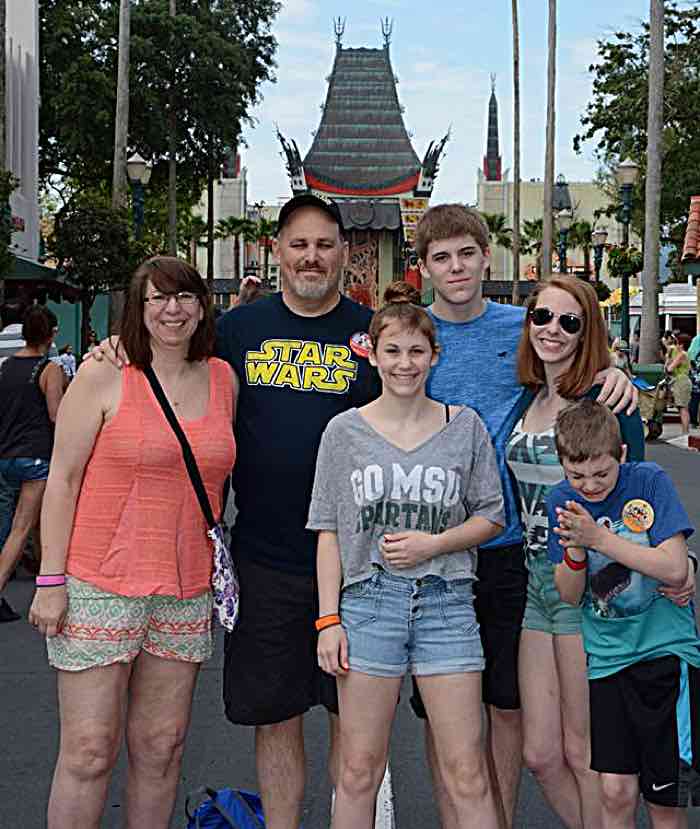 The entire family at Disney World, April 2016.