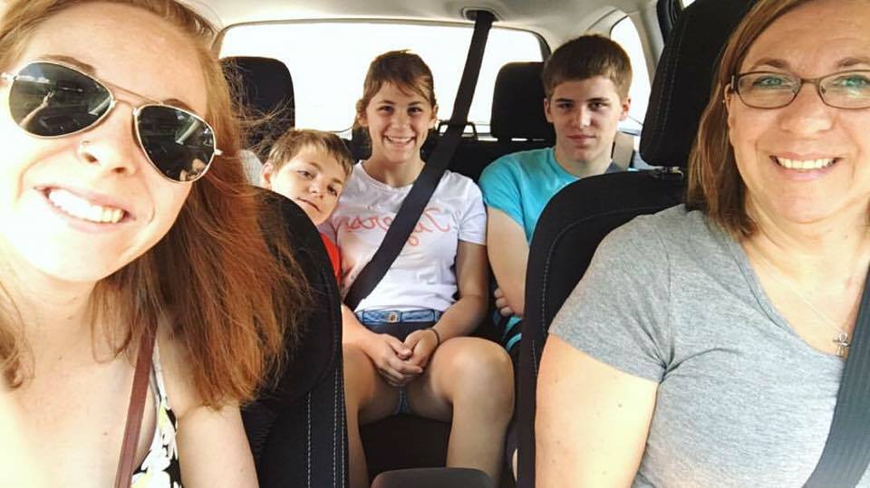 Cortney, Nick, Madi, and Nate with Robin at the wheel, July 2016.