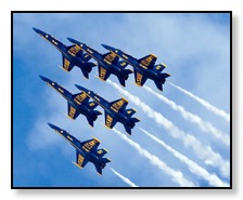The Blue Angels in formation.