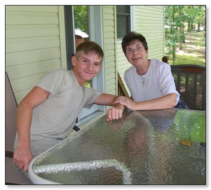 Chris and Grandma on the back deck.